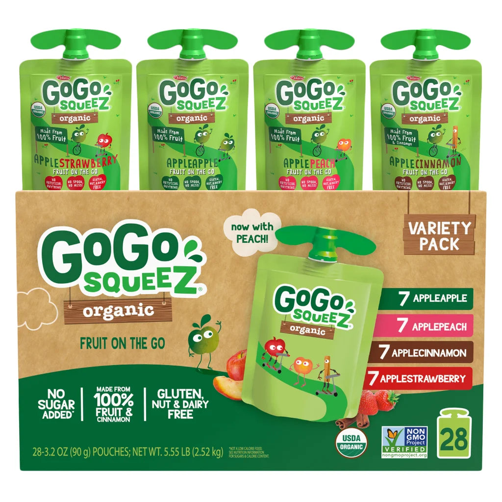 GoGo Squeez Organic Fruit on the Go – Variety Pack (28 Pouches)