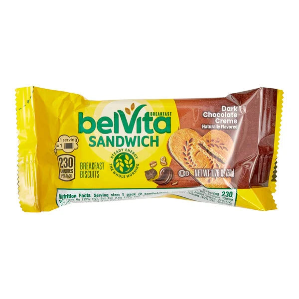 belVita Dark Chocolate Breakfast Biscuit Sandwiches – 5 Pack (1.76 oz Each)