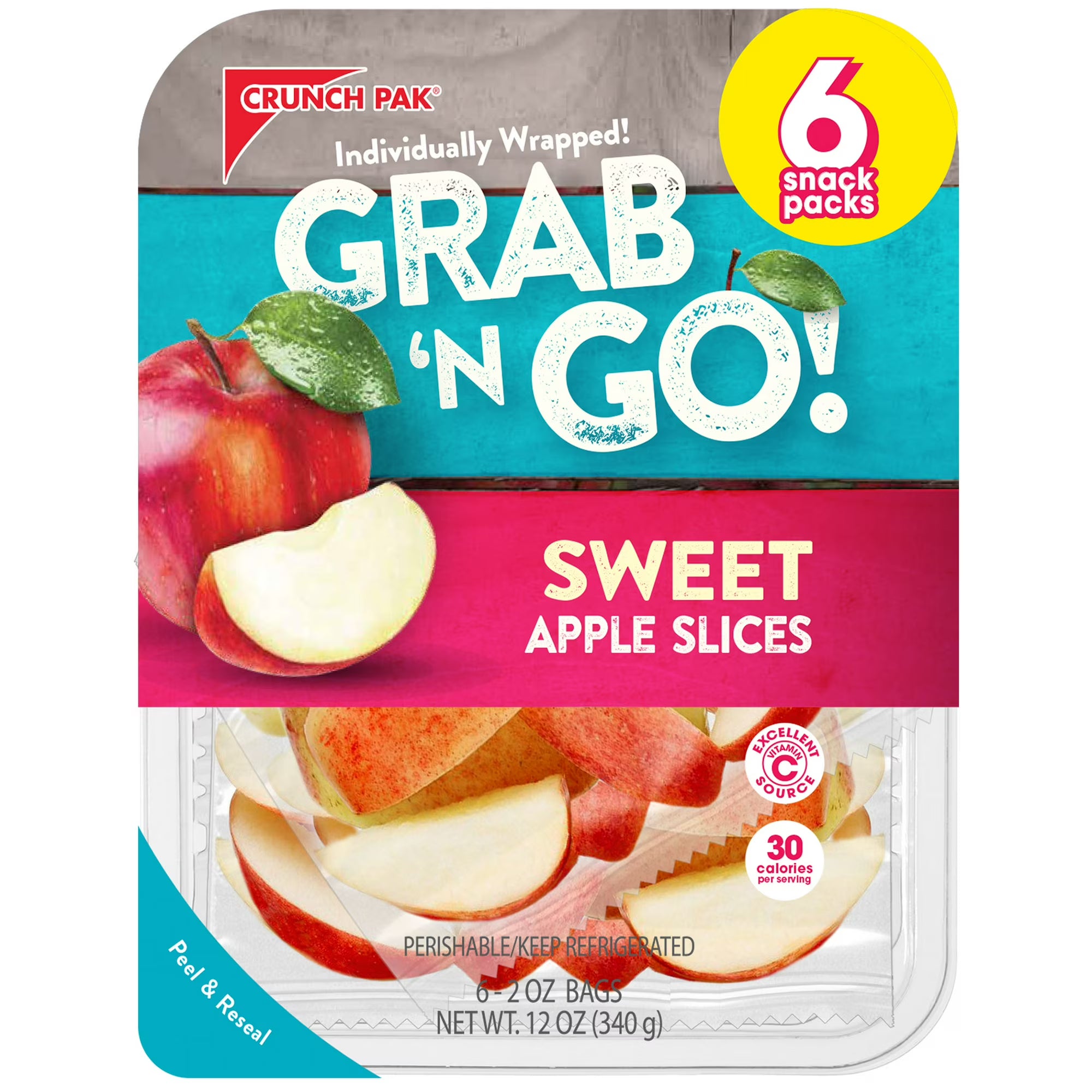 Crunch Pak Grab N Go Sliced Apples – 6-Pack (2 oz Bags)