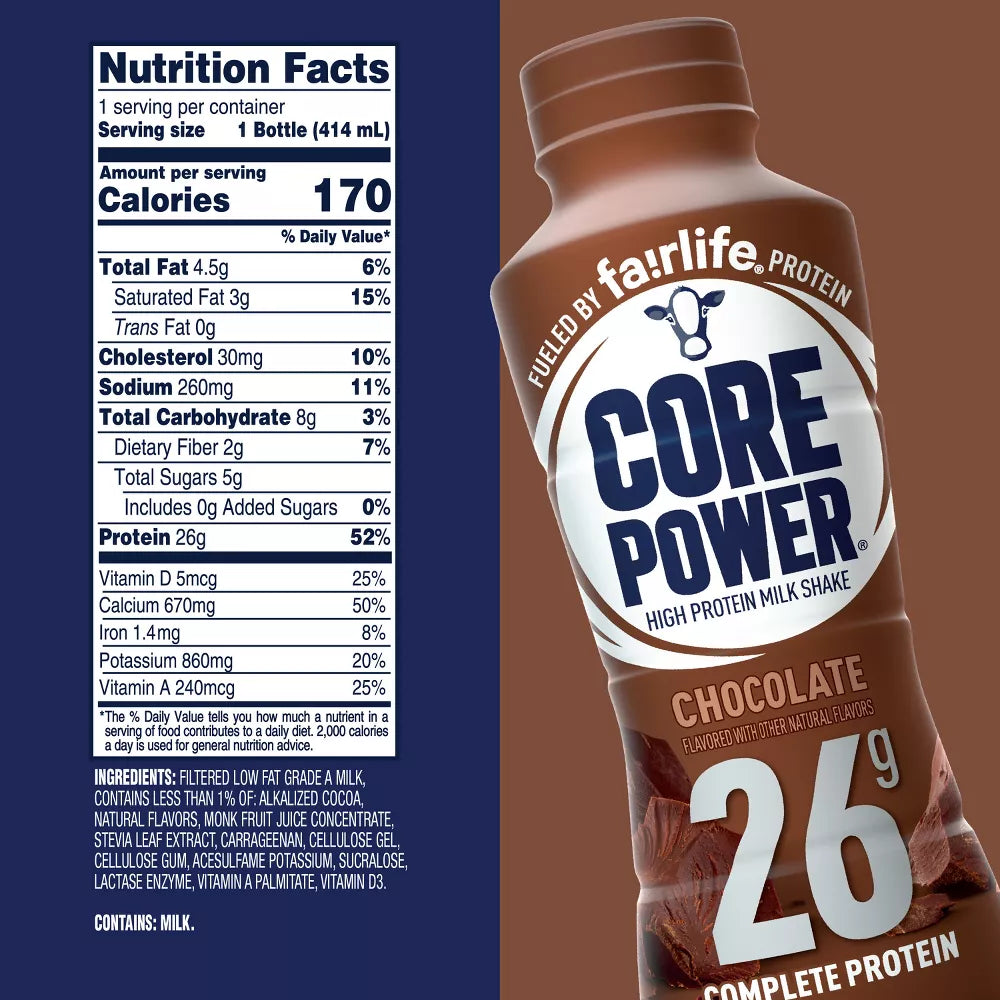 Core Power by Fairlife High Protein Milk Shake – Chocolate (26g Protein)