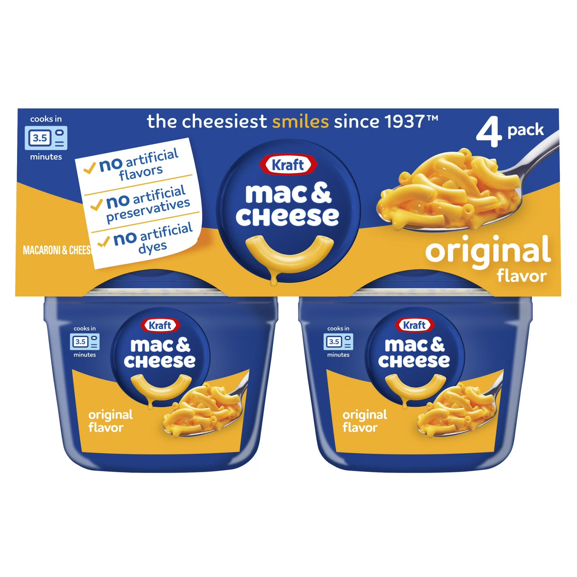Kraft Mac and Cheese Original Cups – 4 Pack (2.05 oz Each)