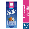Silk Unsweetened Vanilla Almond Milk – Dairy Free, Gluten Free, Half Gallon (64 fl oz)