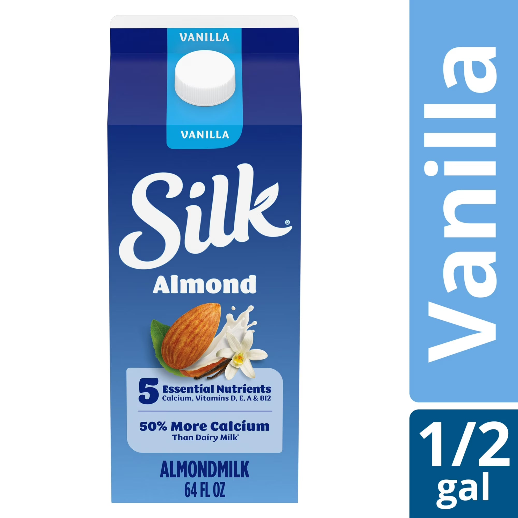 Silk Vanilla Almond Milk – Dairy Free, Gluten Free, Half Gallon (64 fl oz)