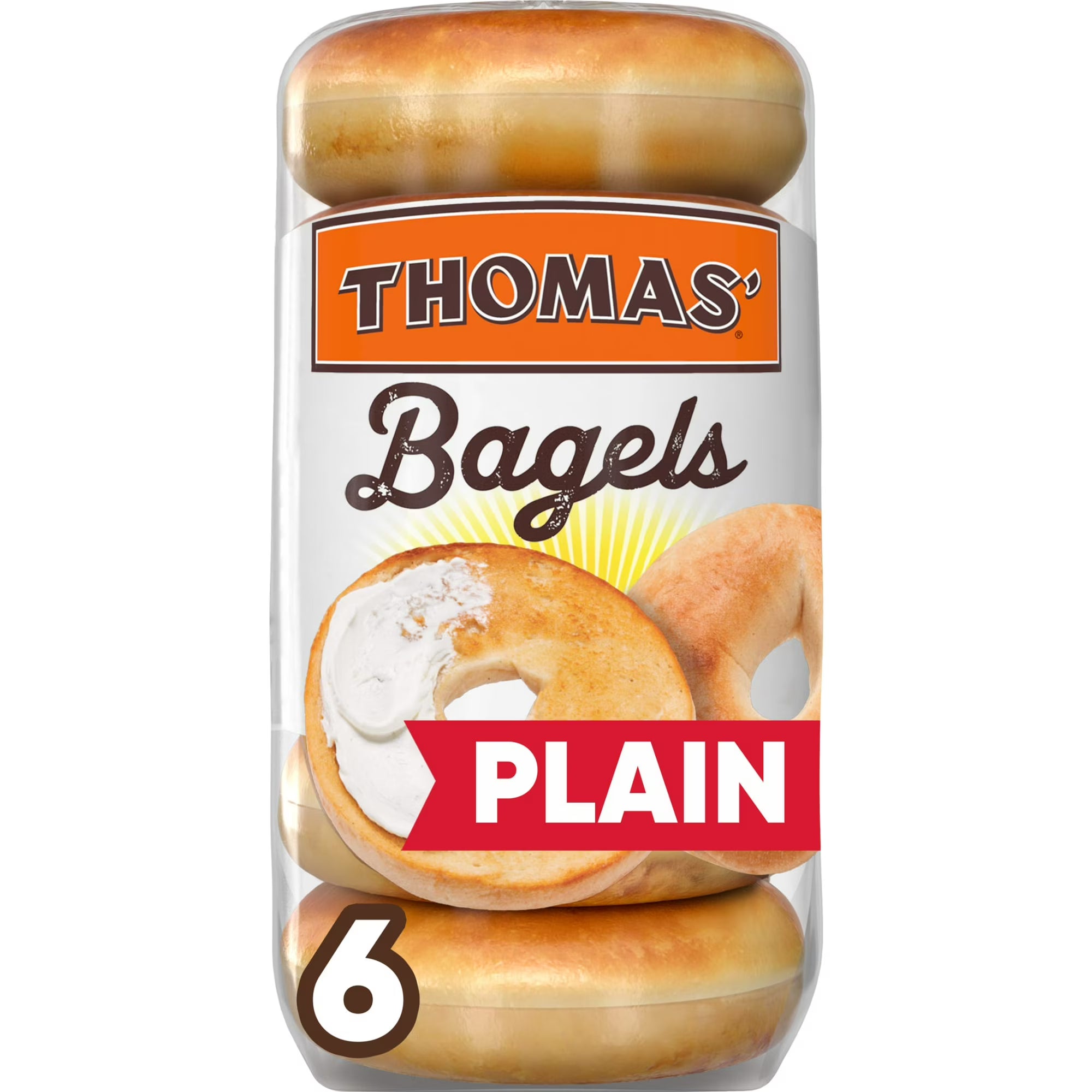 Thomas' Plain Bagels – 6 Count (18 oz Bag)
