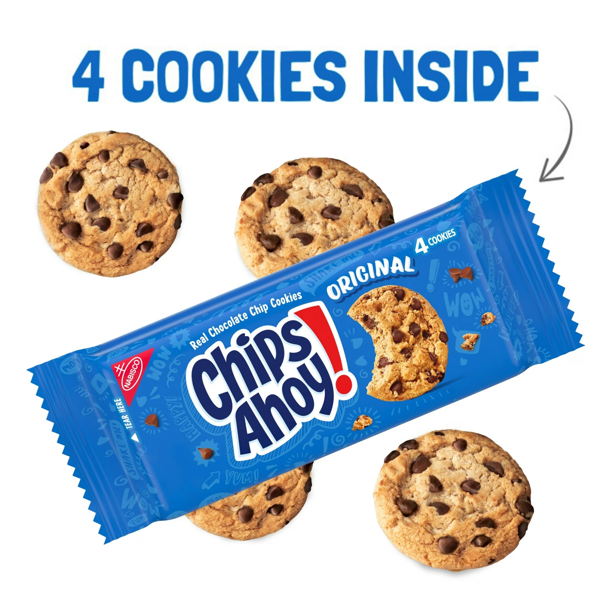 CHIPS AHOY! Original Chocolate Chip Cookies, 10 Snack Packs (4 Cookies Per Pack)