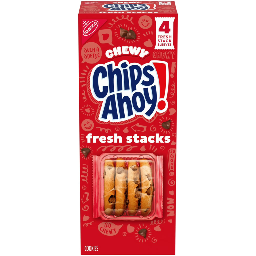 CHIPS AHOY! Fresh Stacks Chewy Chocolate Chip Cookies, Travel Snacks, 8.66 oz (4 Multi Snack Packs)