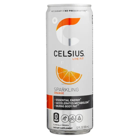 Celsius Sparkling Energy Drink – Orange (12 fl oz, 4-Pack)