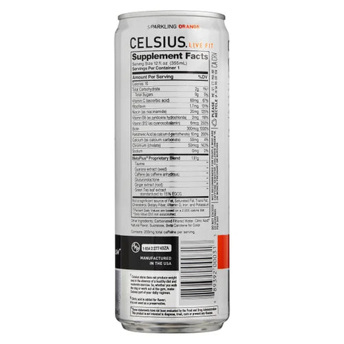 Celsius Sparkling Energy Drink – Orange (12 fl oz, 4-Pack)