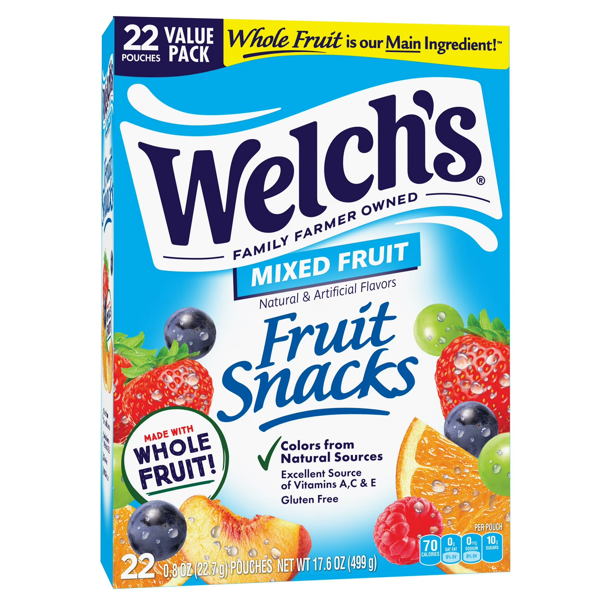 Welch's Fruit Snacks Gluten-Free Mixed Fruit Soft Fruit Snacks, .8 oz, 22 Count