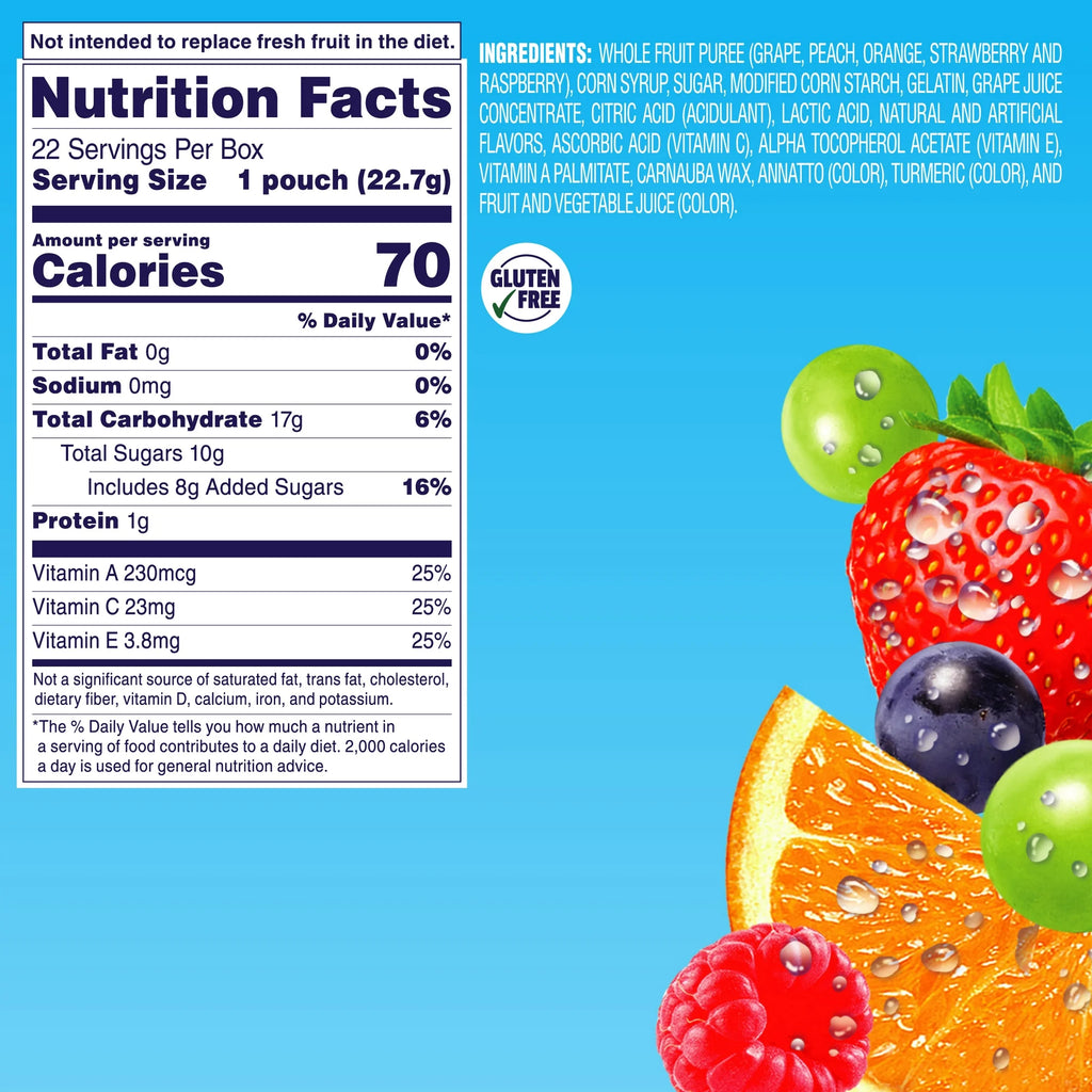 Welch's Fruit Snacks Gluten-Free Mixed Fruit Soft Fruit Snacks, .8 oz, 22 Count