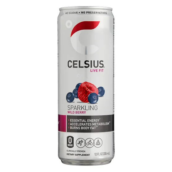 Celsius Sparkling Energy Drink – Wild Berry (12 fl oz, 4 Pack)